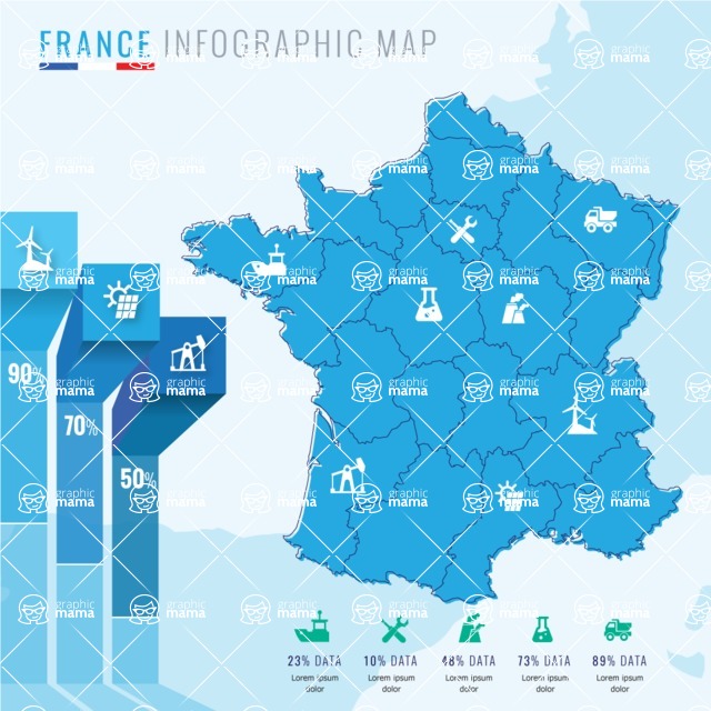 Infographic Templates Collection - Vector, Photoshop, PowerPoint, Google Slides - France Map Infographic Template